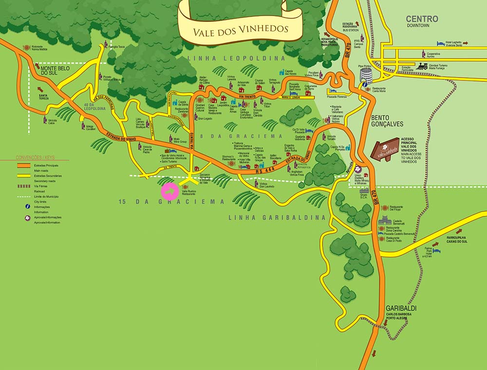 Mapa Vale dos Vinhedos - Restaurante Valle Rústico