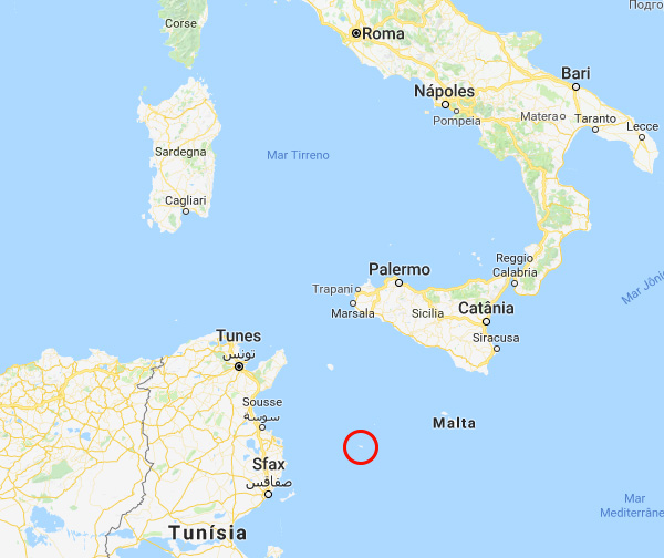 Mapa Lampedusa, Sicília - Itália